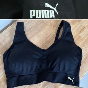 Puma Performance Womens L Sports Bra Seamless Black Logo Adjustable Straps